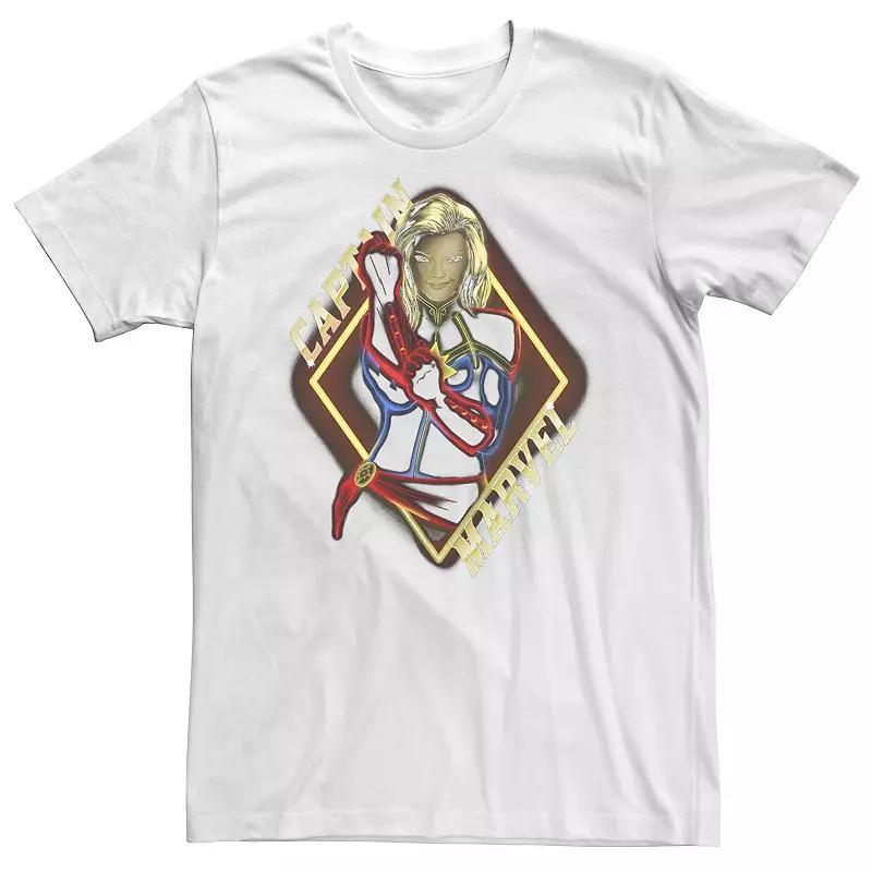 Big & Tall Marvel Captain Marvel Bold Neon Geometric Portrait Tee, Men's, Size: XL Tall, Black Product Image