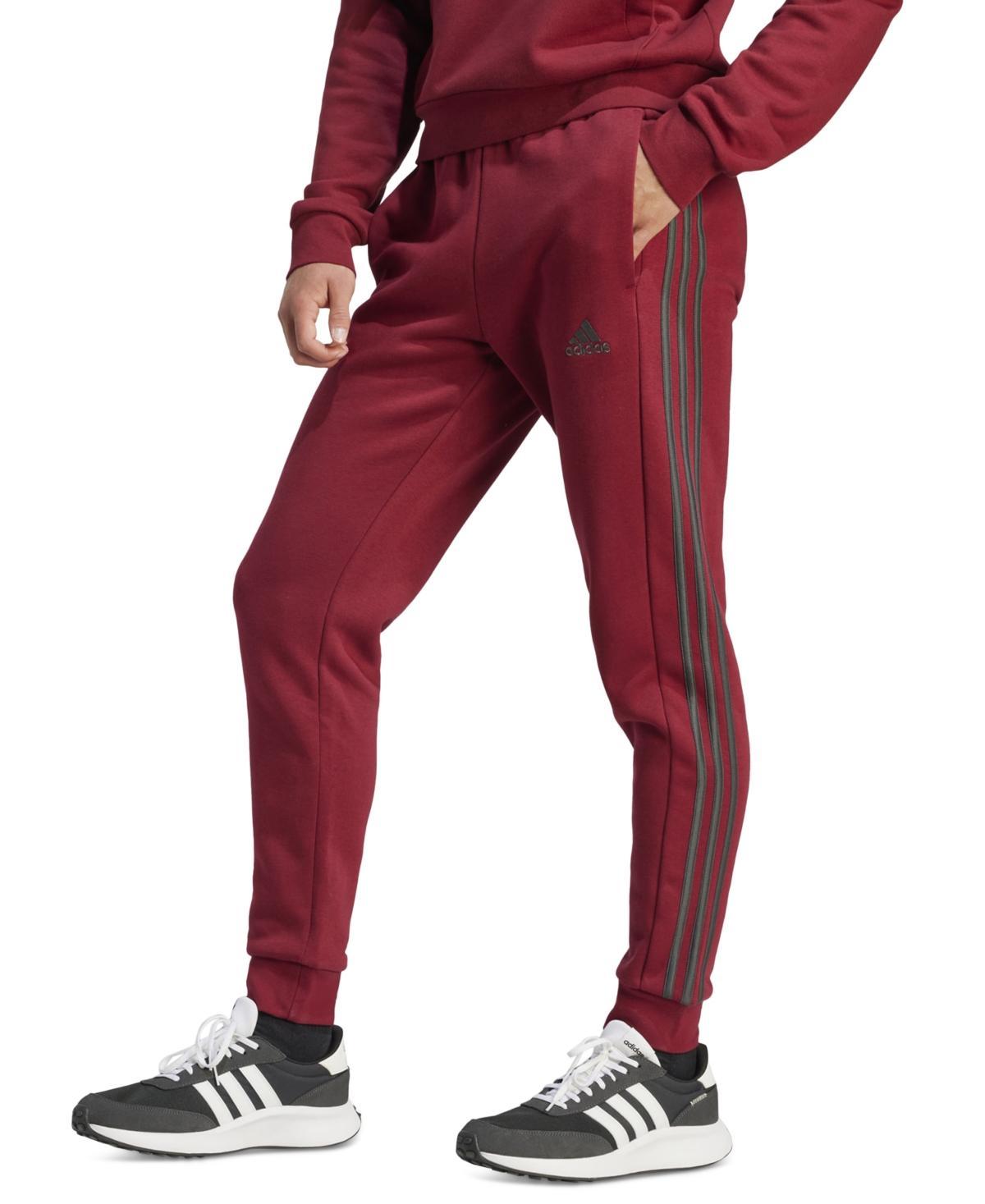 adidas Mens adidas Essentials 3-Stripes Fleece Tapered Cuff Pants - Mens Medium Grey Heather Product Image
