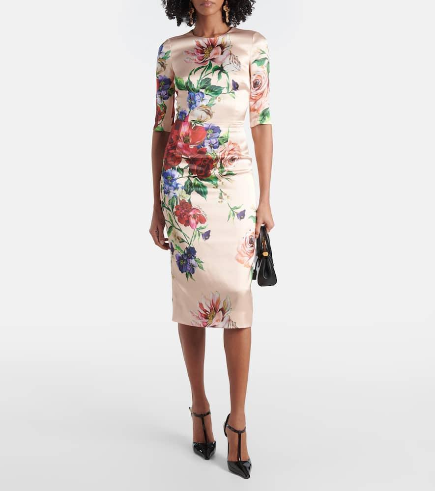 DOLCE & GABBANA Women Flower Print Midi Dress In Neutral Product Image