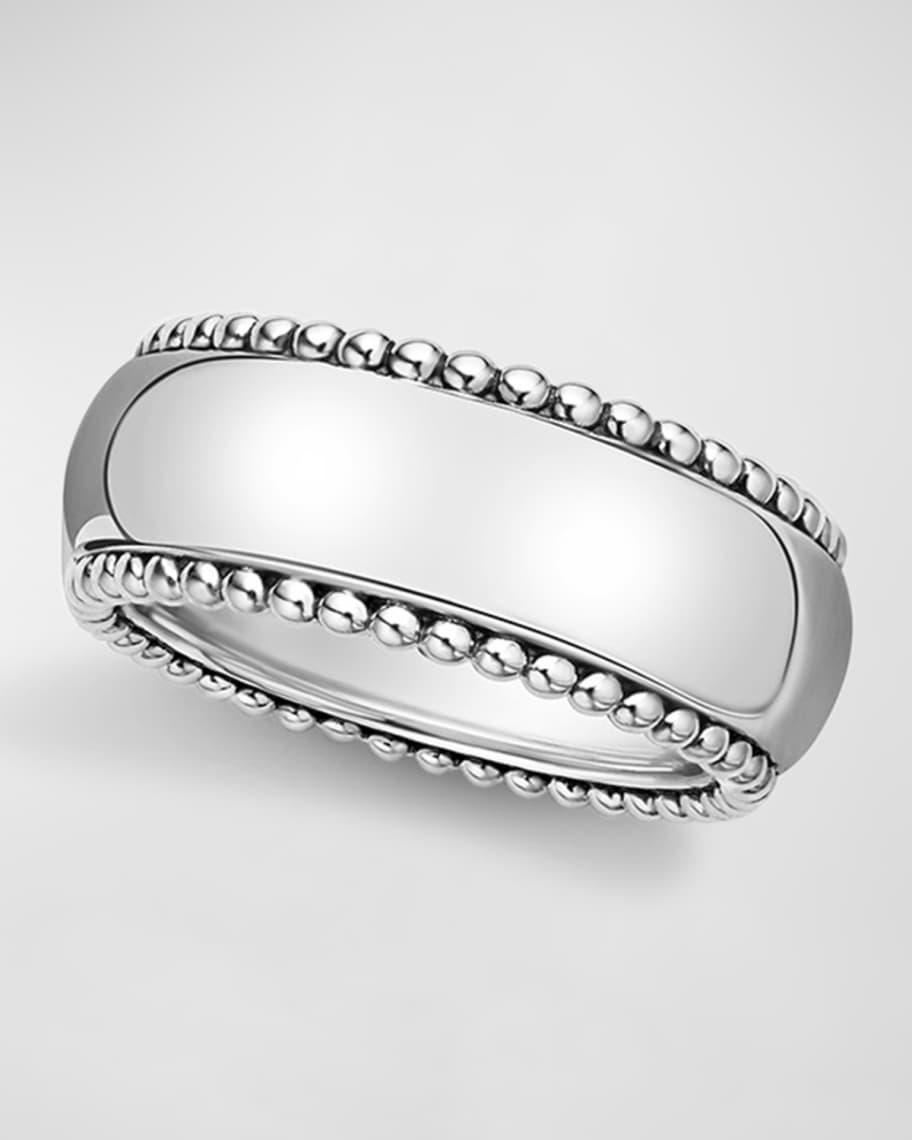 Mens Sterling Silver Anthem Caviar Band Ring, 10mm Product Image