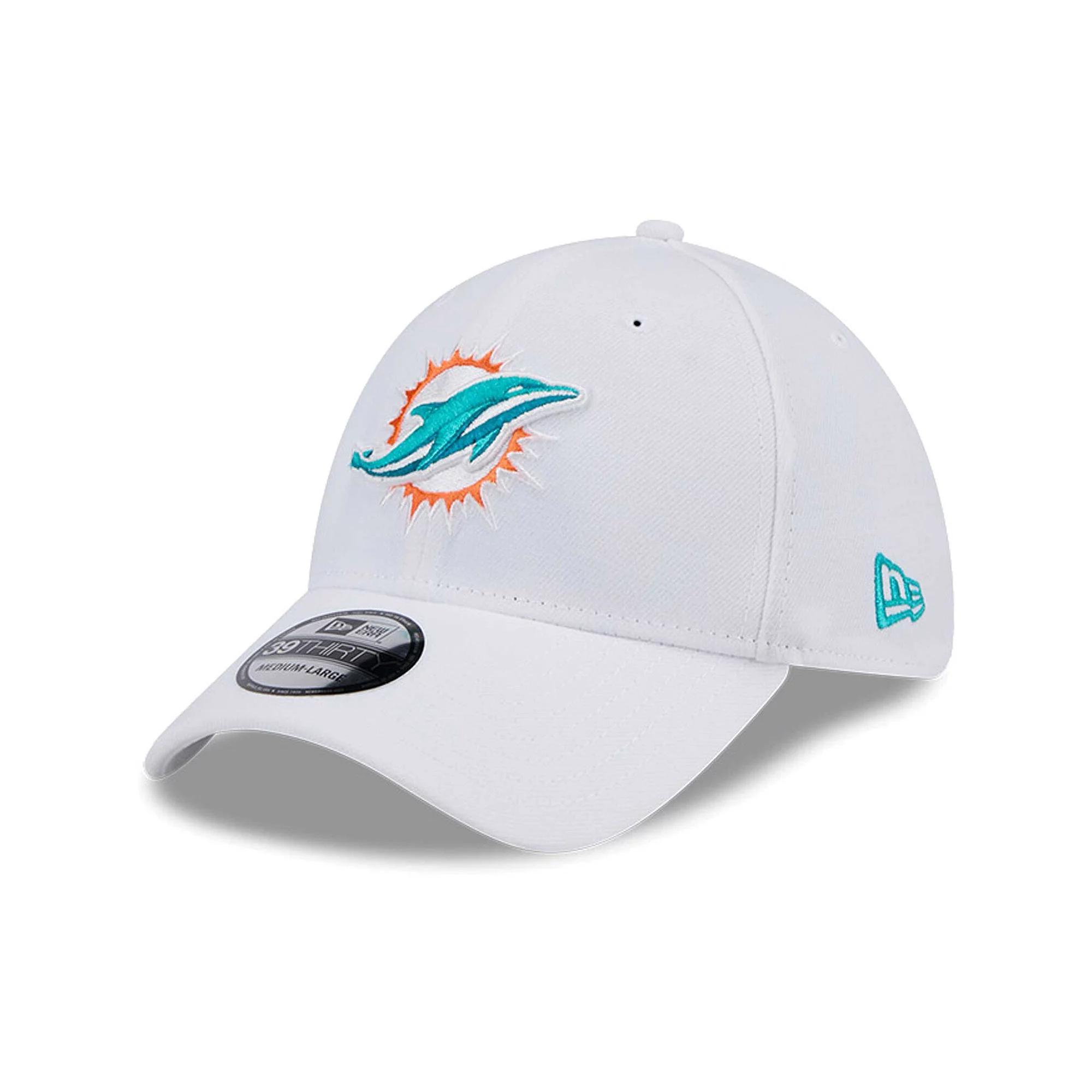 Men's New Era White Miami Dolphins Main 39THIRTY Flex Hat, Size: Small/Medium Product Image