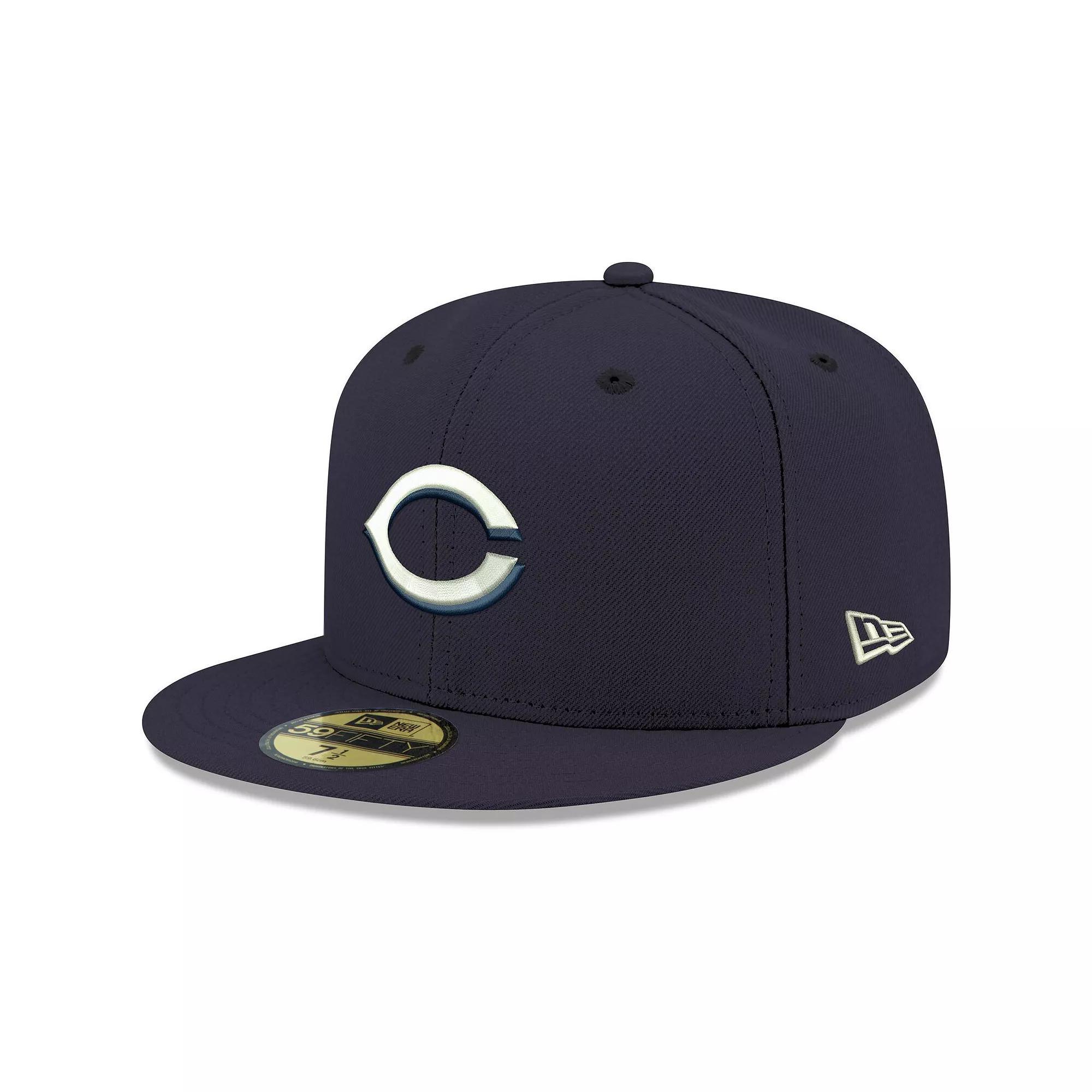 Men's New Era Navy Cincinnati Reds Logo White 59FIFTY Fitted Hat, Size: 7 1/8, Red Blue Product Image