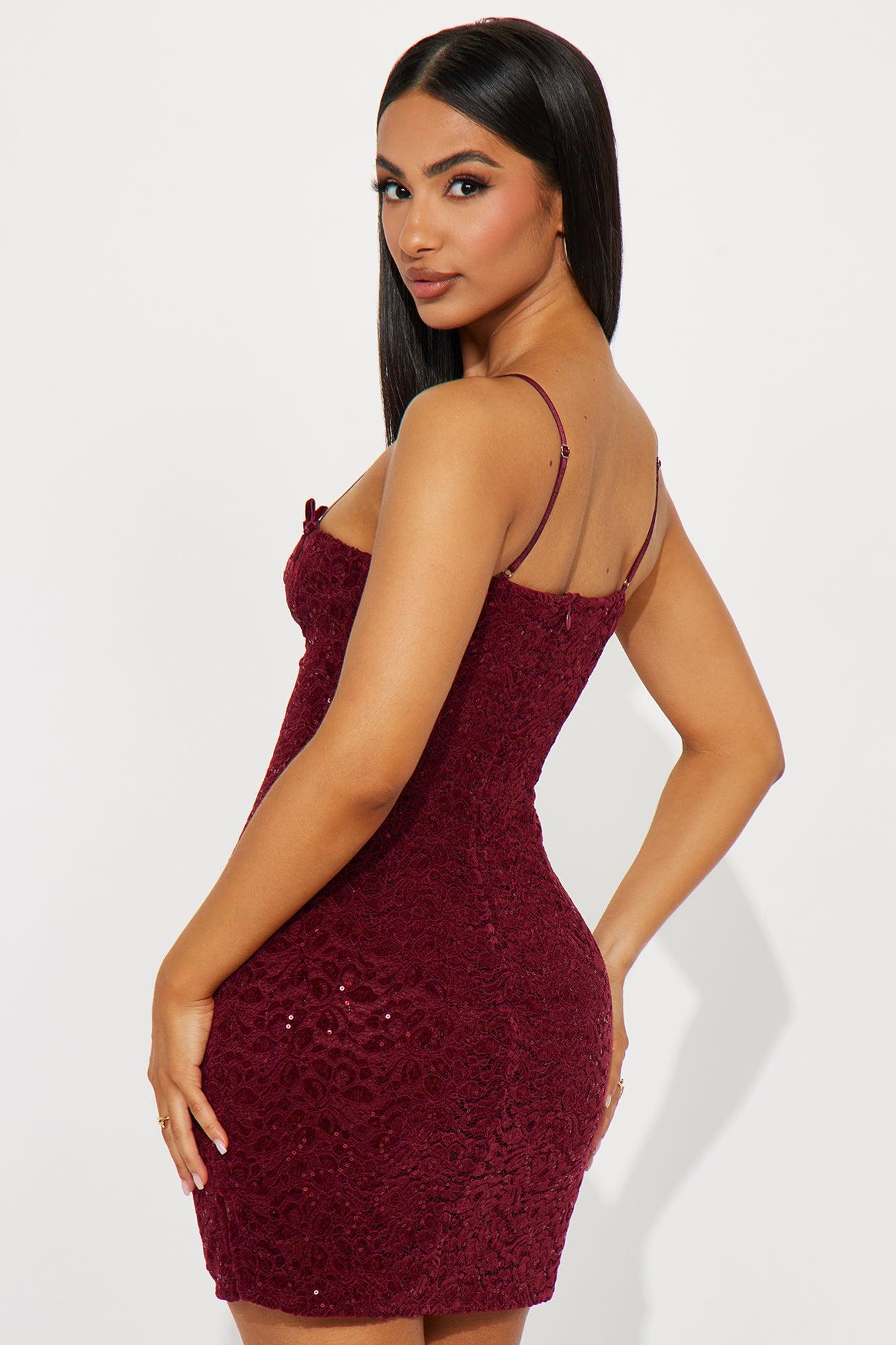 Honeymoon Stage Velvet Micro Mini Dress - Burgundy Product Image