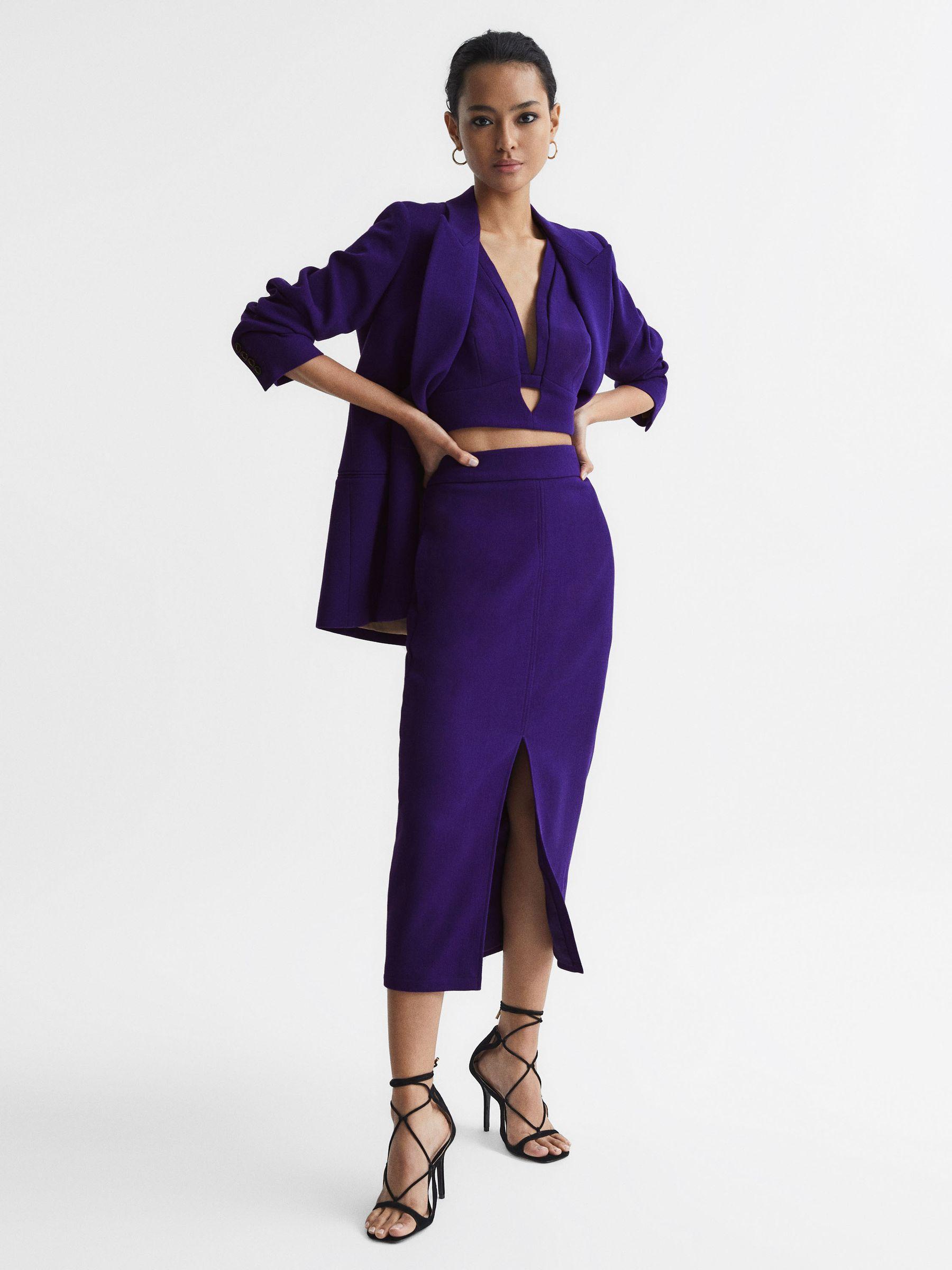 Deep V-Neck Crop Top in Purple Product Image