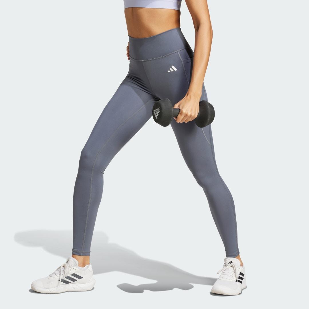 adidas Optime Essentials Stash Pocket Full-Length Leggings Aurora Plum 2XL Womens Product Image