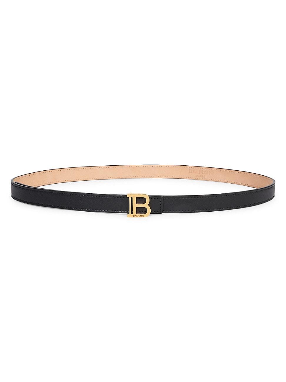 B-Monogram Croc-Embossed Skinny Leather Belt Product Image