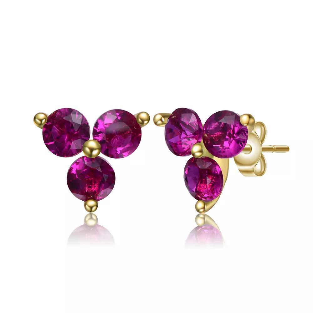14k Gold Plated Color Cubic Zirconia Stud Earrings, Womens, Gold Tone Red Product Image