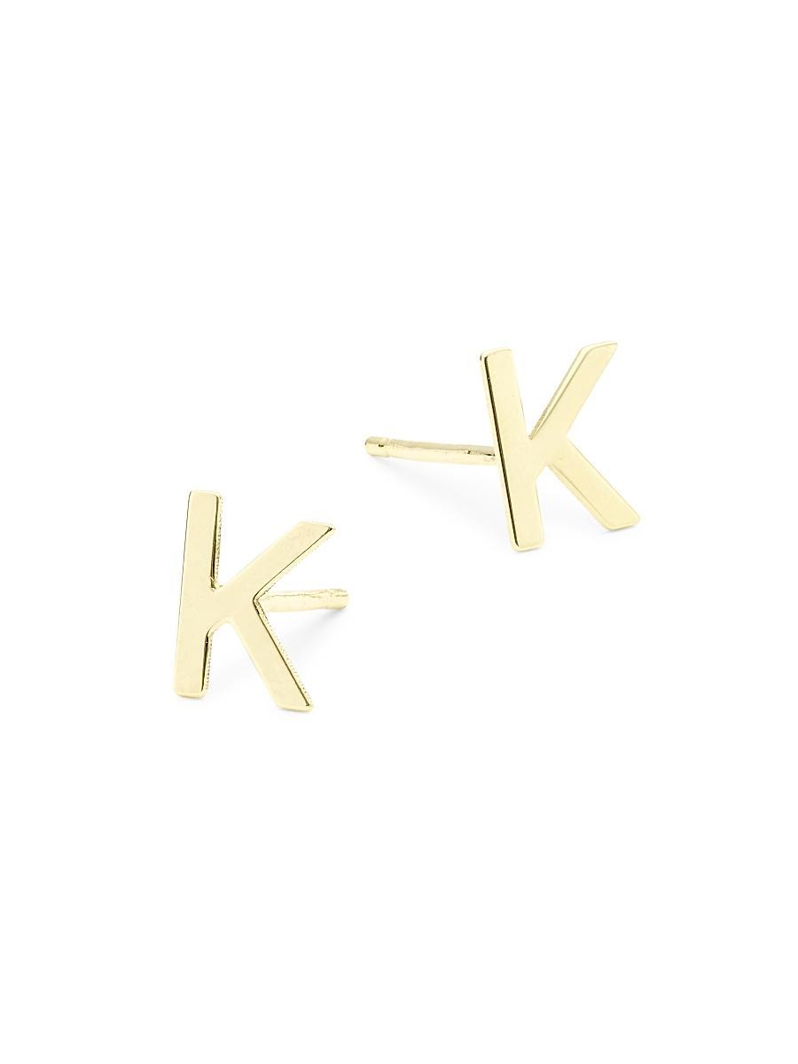 Womens 14K Yellow Gold Single Initial Stud Earring Product Image