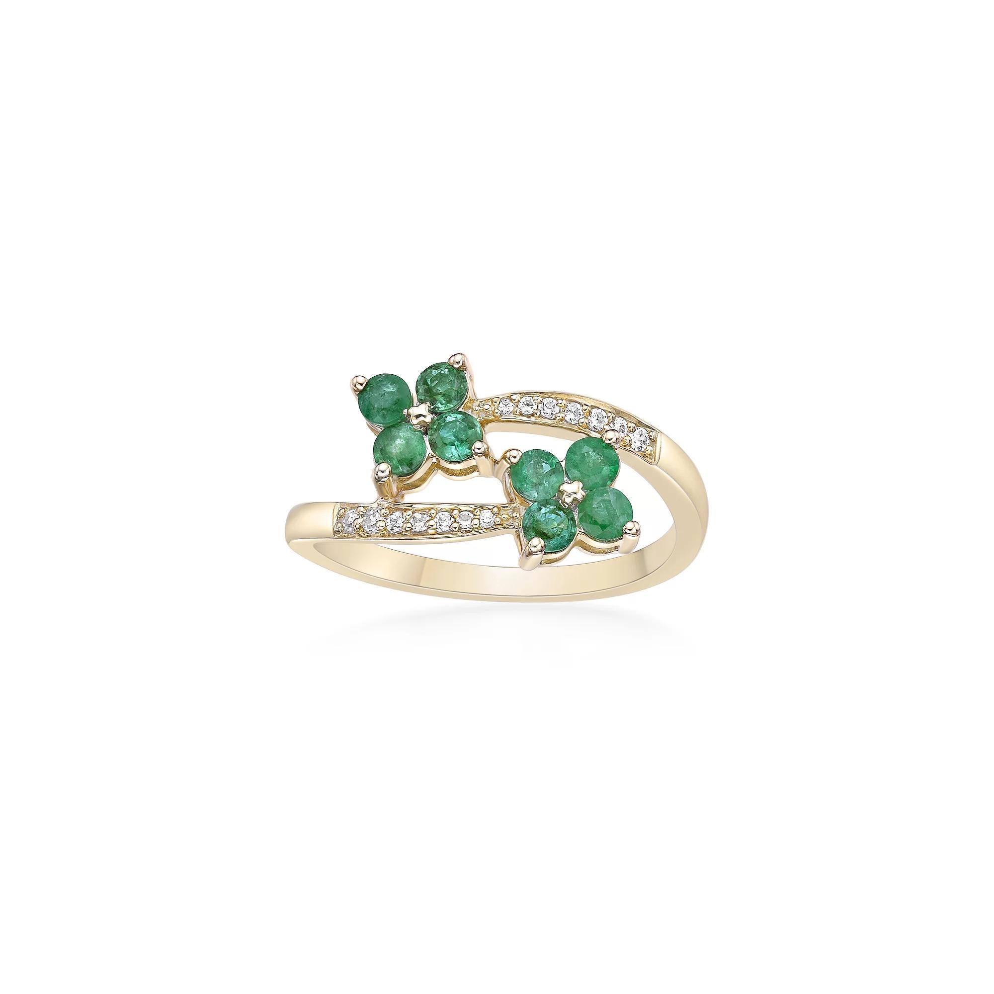 Gemminded 10k Gold Emerald & Diamond Accent Ring, Women's, Size: 8 Product Image