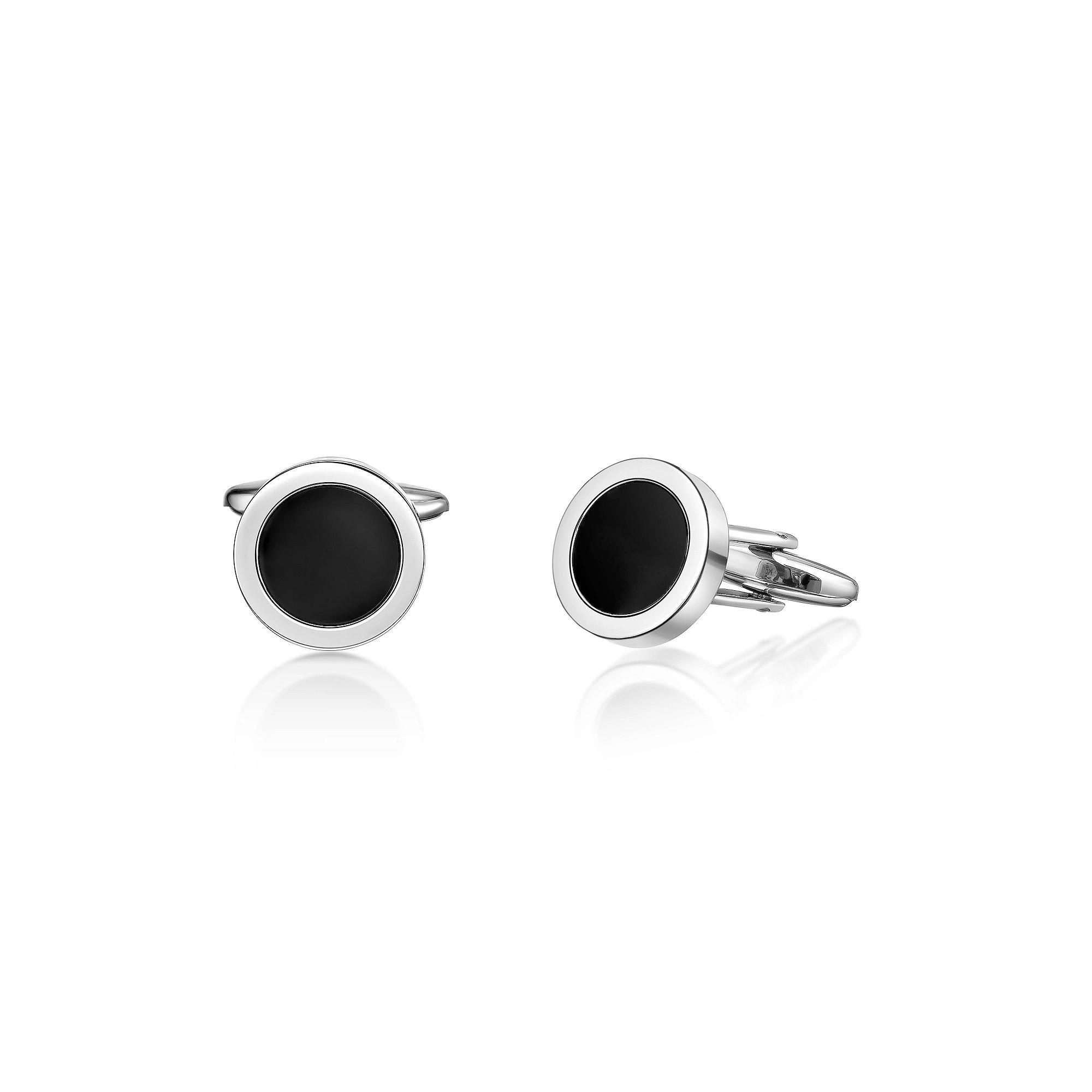 LYNX Men's Stainless Steel Black Resin Cuff Links Product Image