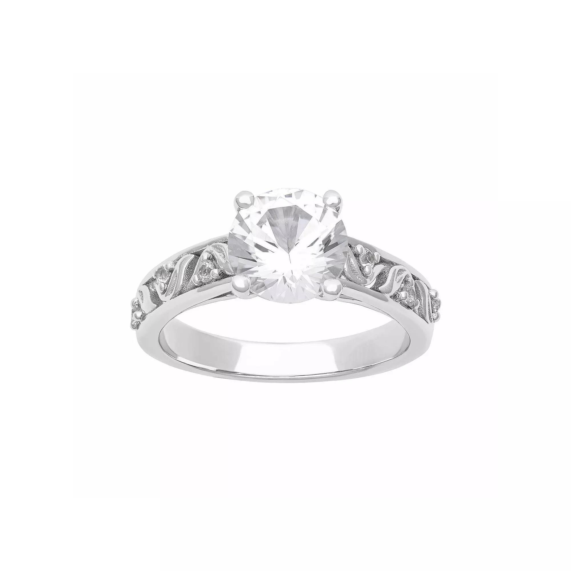 Love Always Sterling Silver 2 1/2 Carat T.W. Lab-Created White Sapphire Engagement Ring, Women's, Size: 5 Product Image