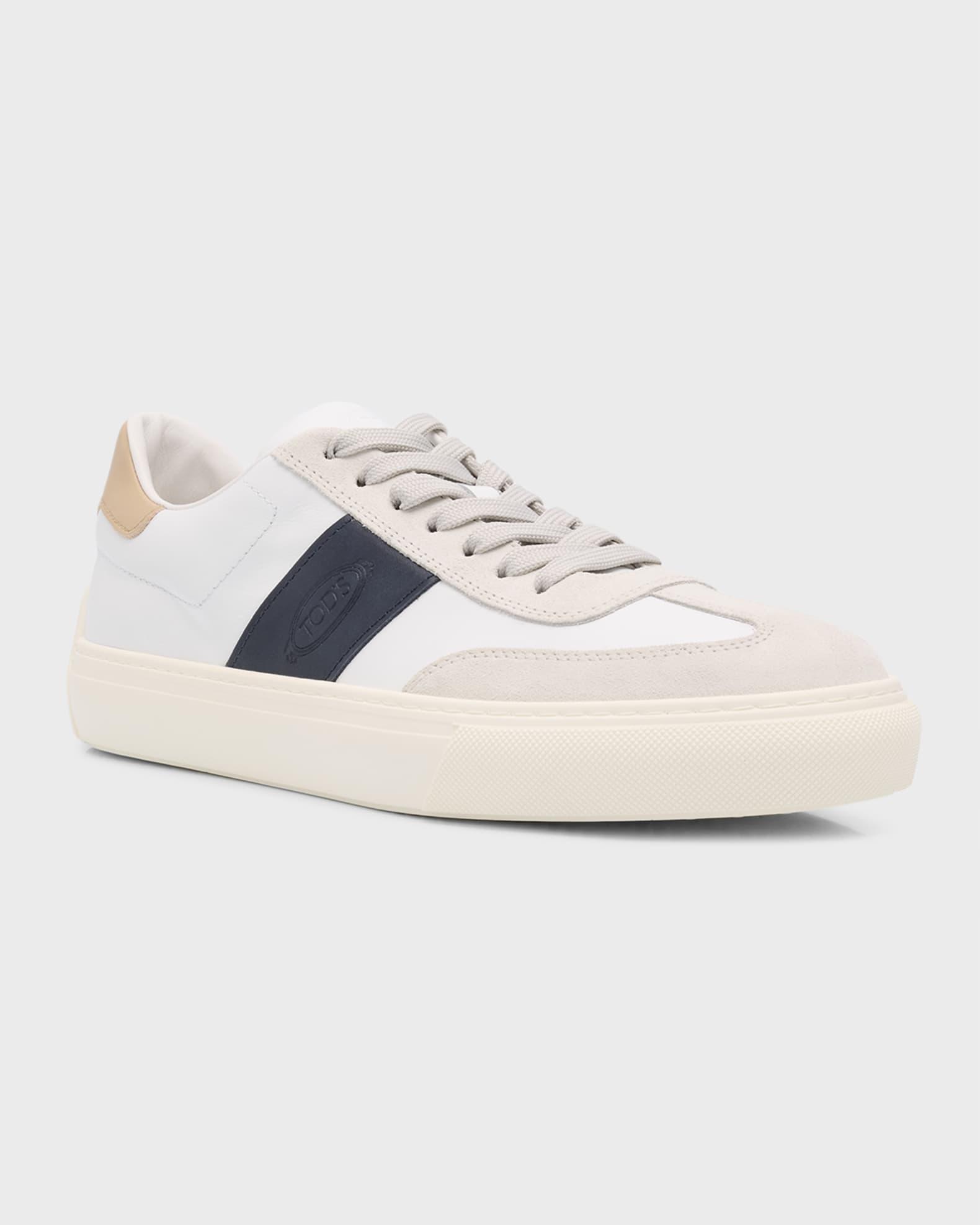 Men's Leather and Suede Low-Top Sneakers Product Image