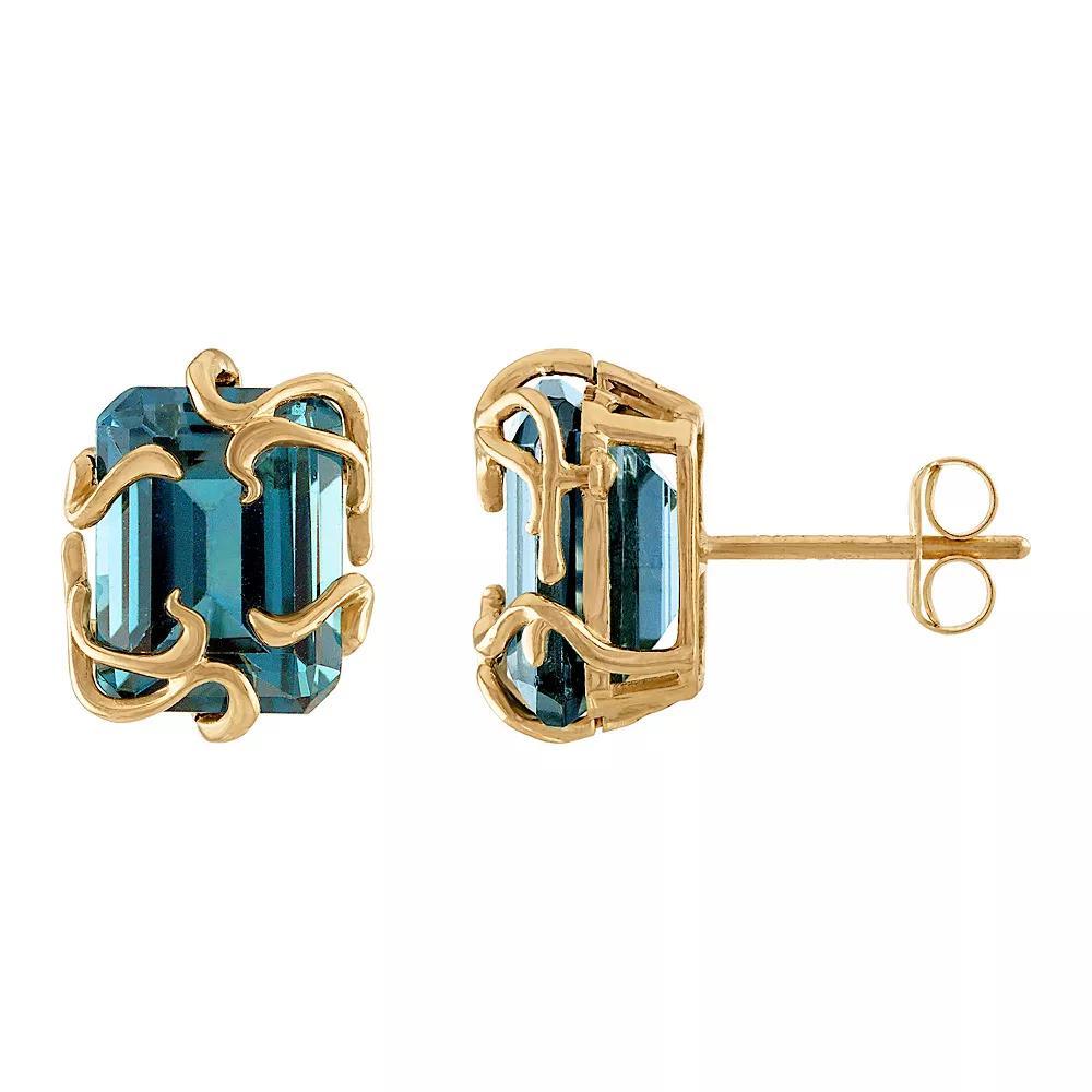 Tiara 10k Gold London Blue Topaz Medusa Stud Earrings, Women's Product Image