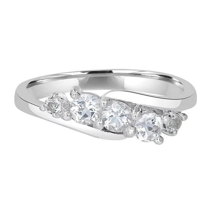 Gemistry Sterling Silver Stone Wave Ring, Womens White Topaz Product Image