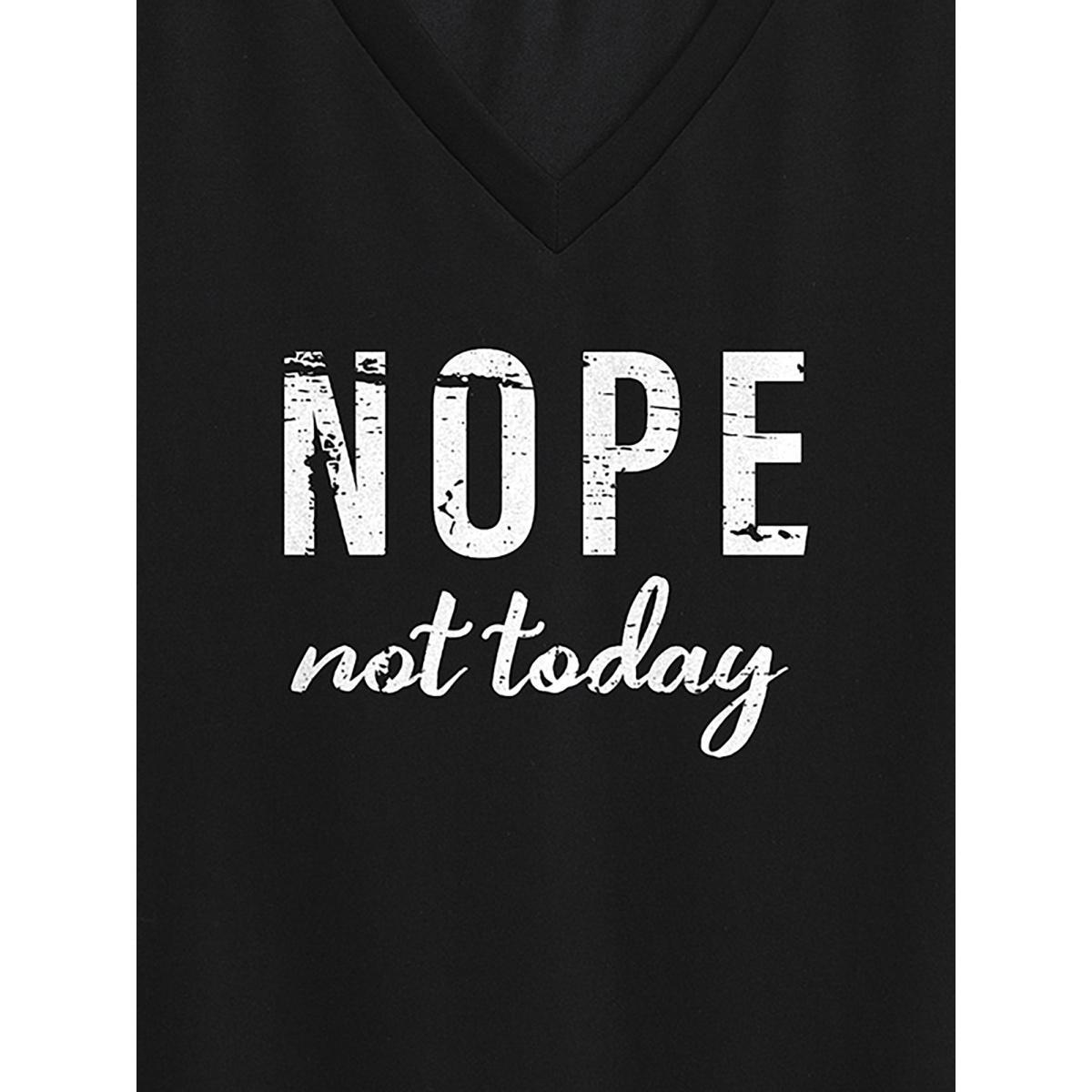 Plus Size Lazy Vibes V-Neck T-Shirt Black Women Non Positive slogan V-neck Everyday-Casual T-shirts BloomChic 30/6X Product Image