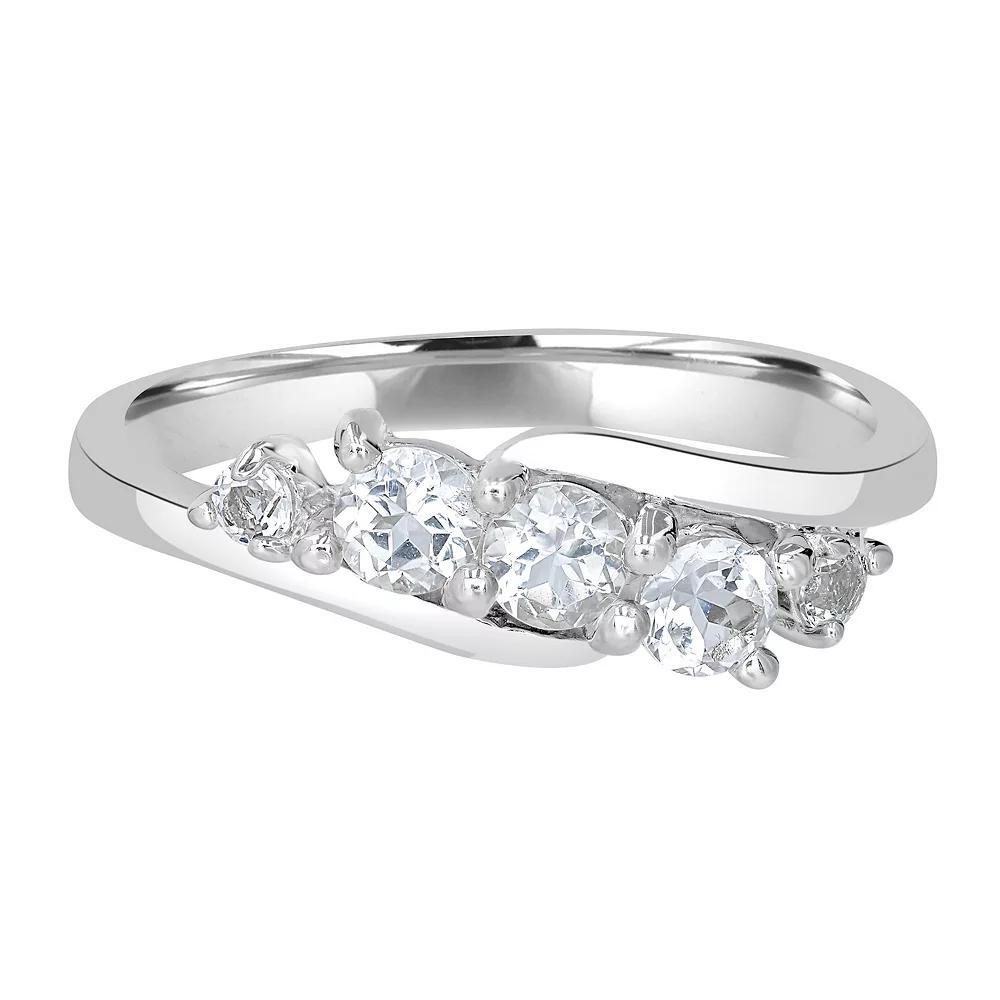 Gemistry Sterling Silver Stone Wave Ring, Womens White Topaz Product Image