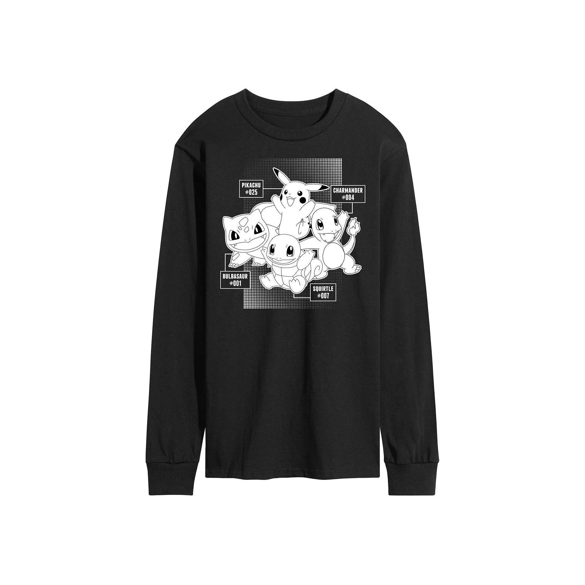 Mens Pokemon Labels Long Sleeve Graphic Tee Product Image