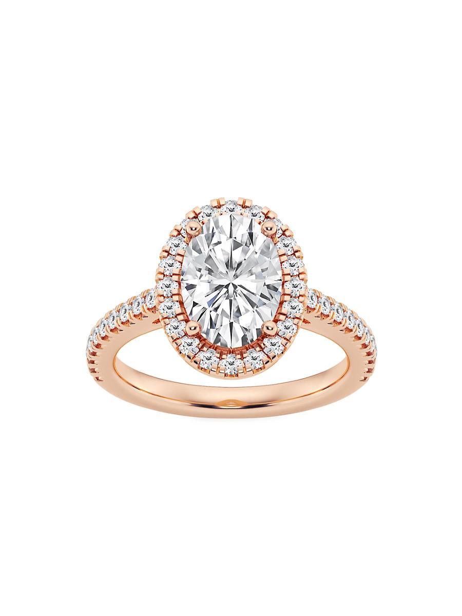 Womens 14K Rose Gold & Oval Lab-Grown Diamond Halo Ring/1.30-3.60 TCW Product Image
