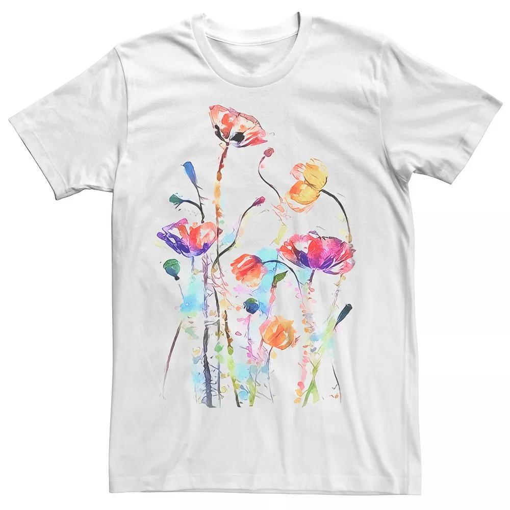 Men's Flowers Art Graphic Tee, Size: Medium, Light Blue Product Image