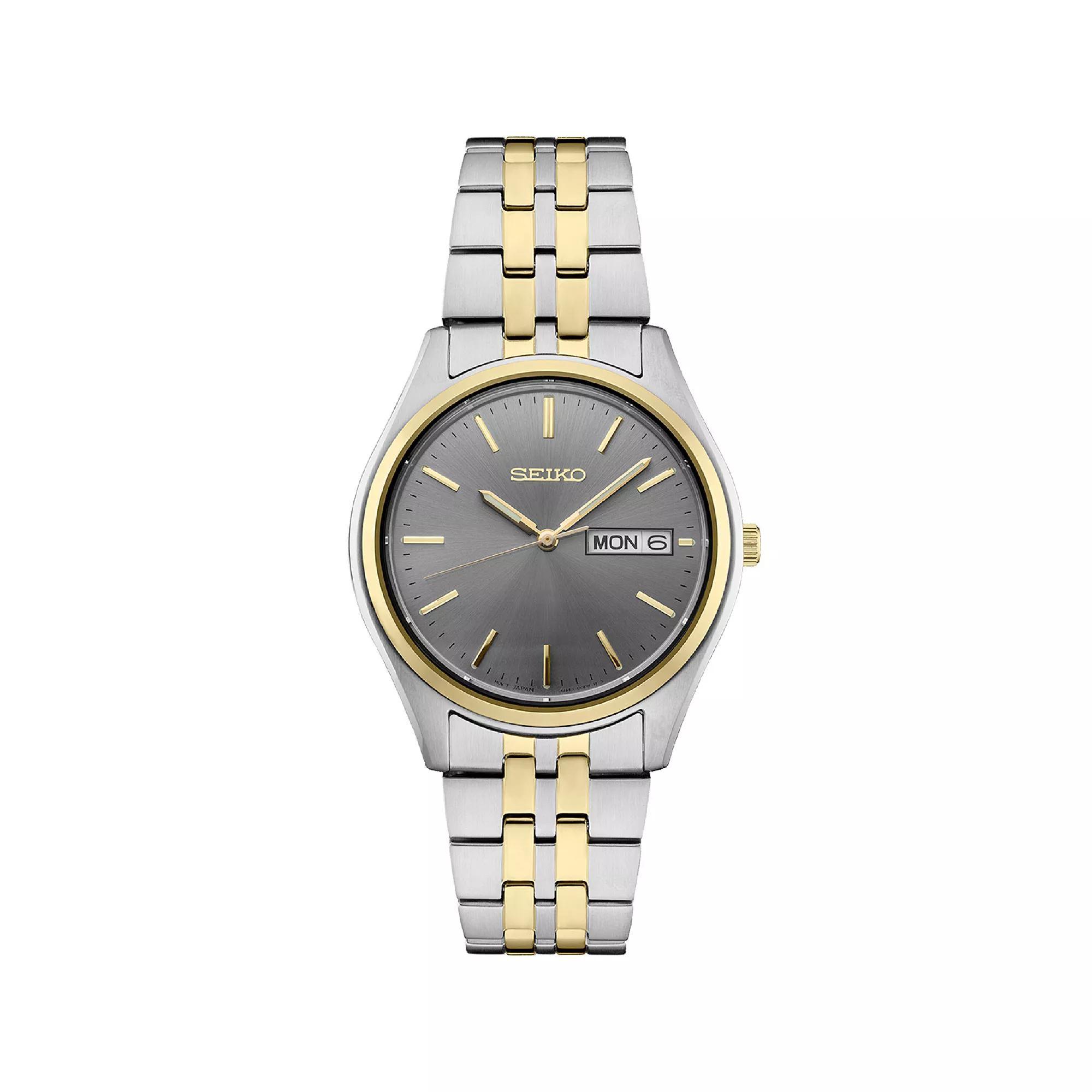Seiko Men's Essential Two Tone Gray Dial Watch - SUR432, Size: Medium, Silver Gold Product Image