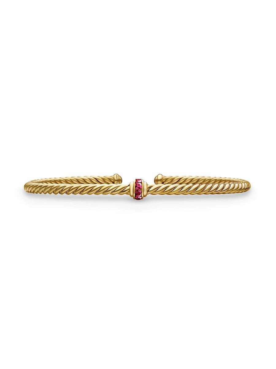 David Yurman 18K Yellow Gold Cable Classics Pave Ruby Center Station Bracelet Product Image