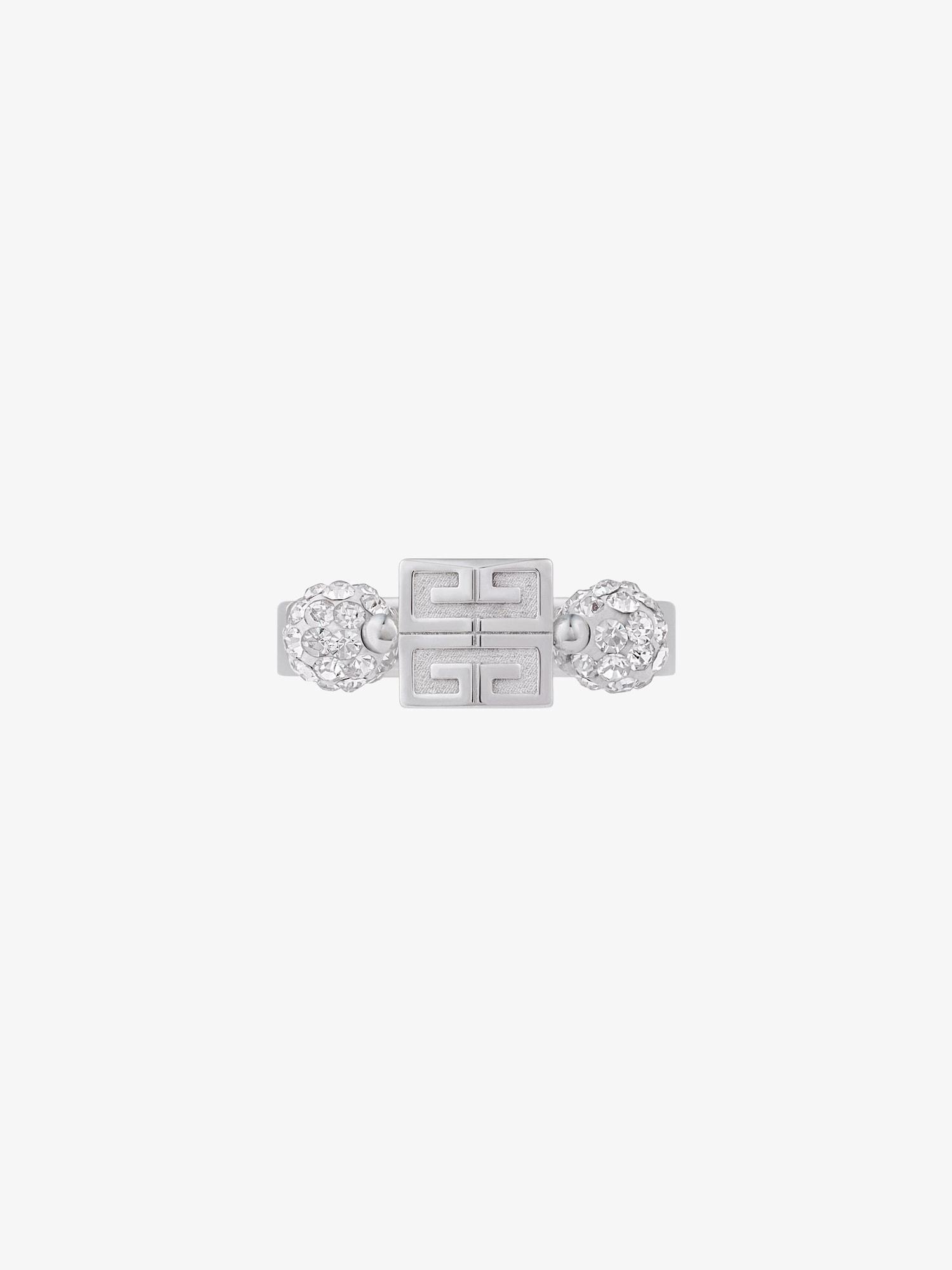 4G ring in metal with crystals Product Image