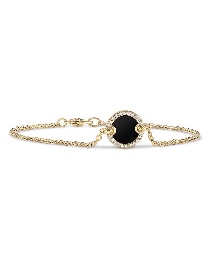 David Yurman Petite 18K Gold Dy Elements Black Onyx & Pave Diamonds Center Station Chain Bracelet Product Image