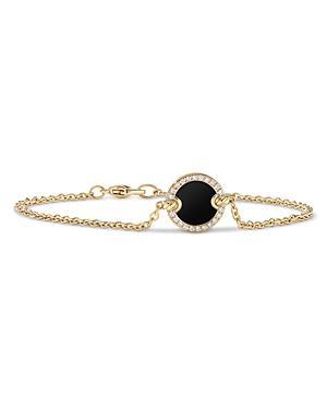 David Yurman Petite 18K Gold Dy Elements Black Onyx & Pave Diamonds Center Station Chain Bracelet Product Image