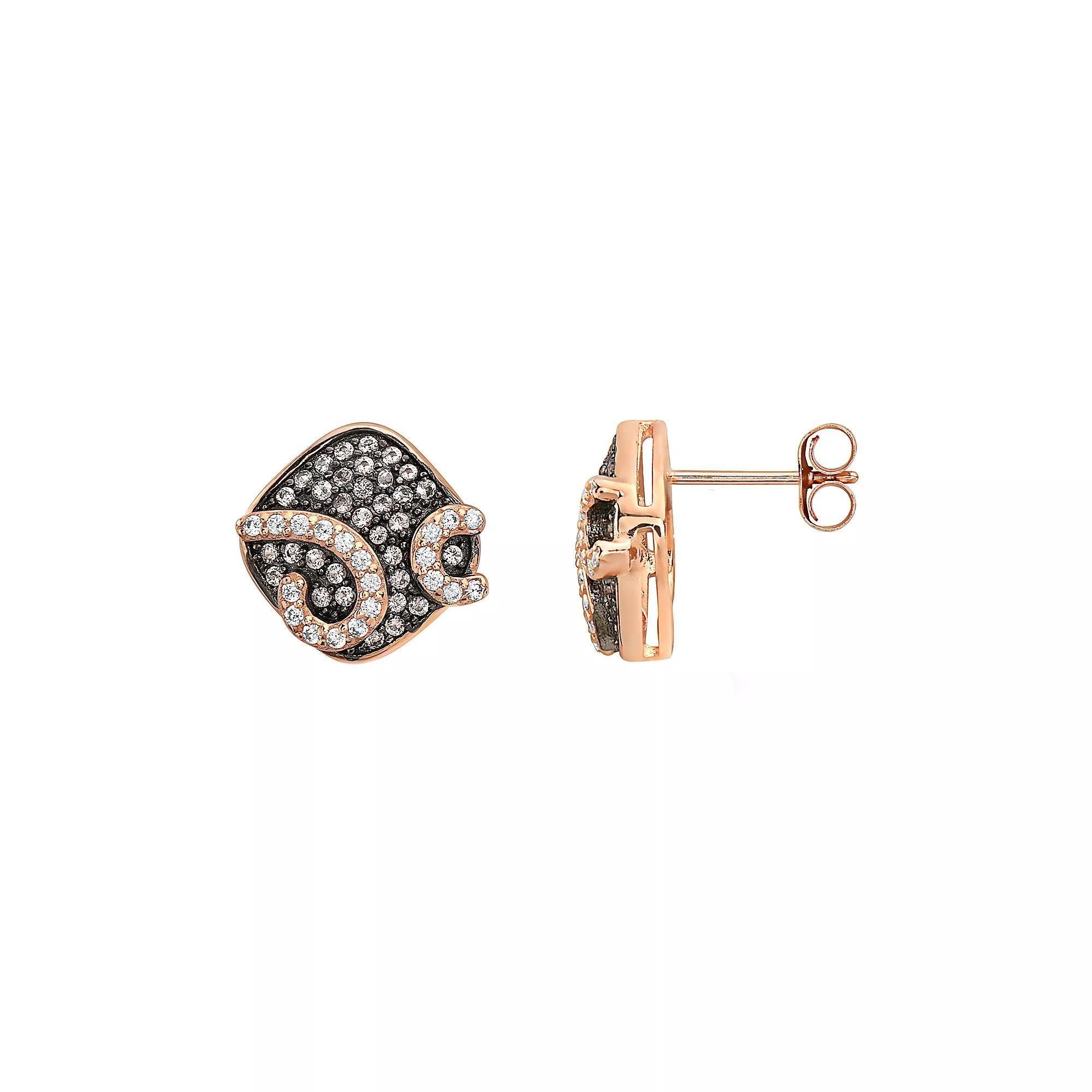 18k Rose Gold Over Sterling Silver Morganite & Cubic Zirconia Stud Earrings, Womens, Multicolor Product Image