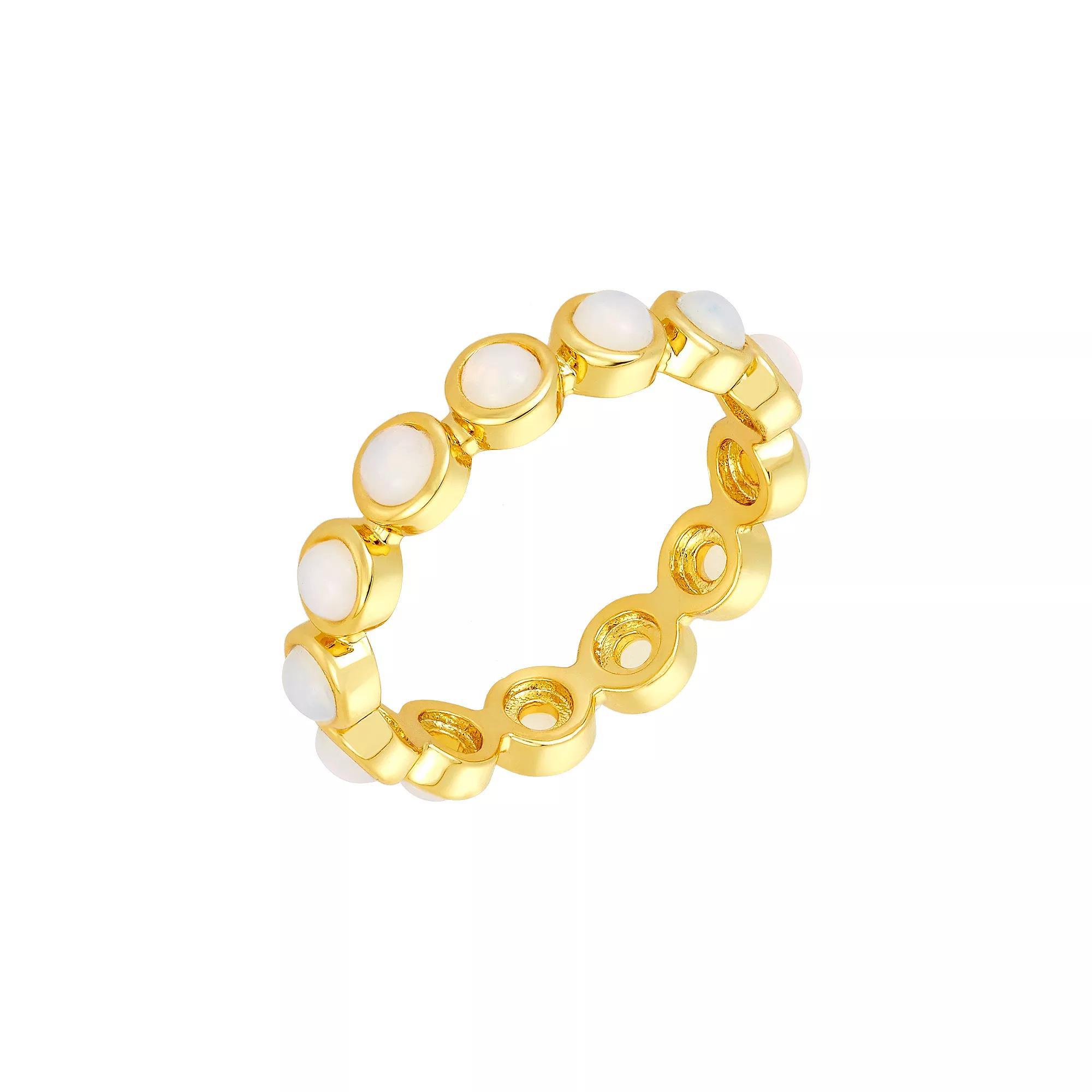Adornia 14k Gold Plated Simulated Opal Eternity Band Ring, Women's, Size: 6, Gold Tone Product Image