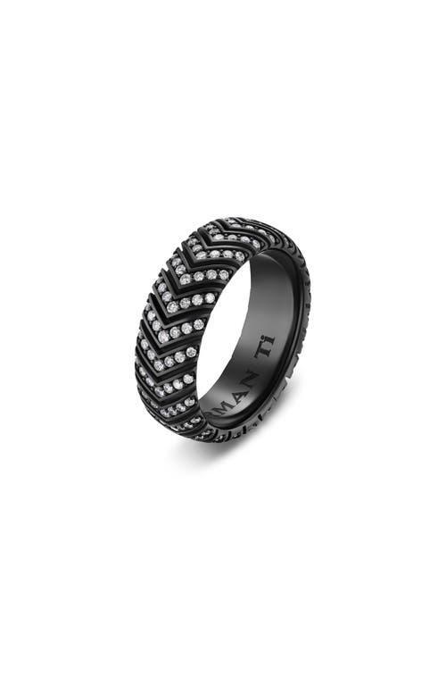 Mens Chevron Band Ring in Black Titanium Product Image