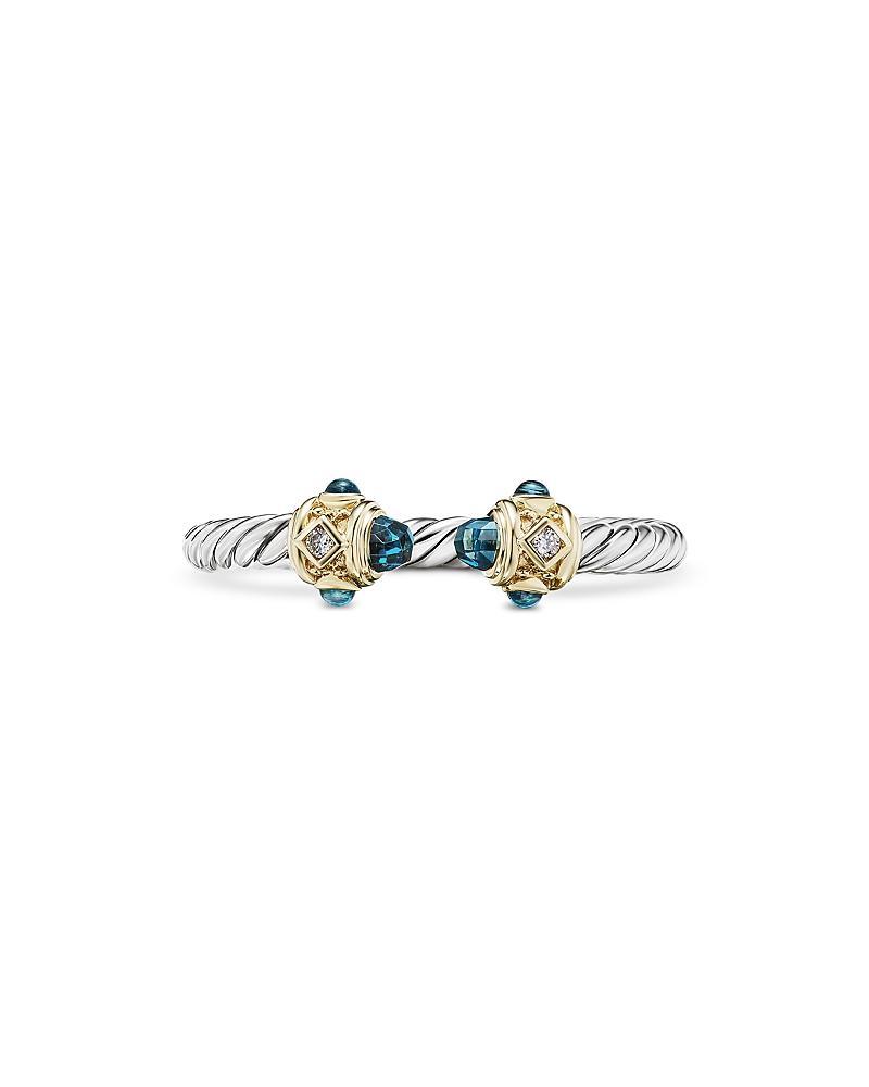 David Yurman Renaissance Ring in Sterling Silver with Hampton Blue Topaz, 14K Yellow Gold & Diamonds Product Image