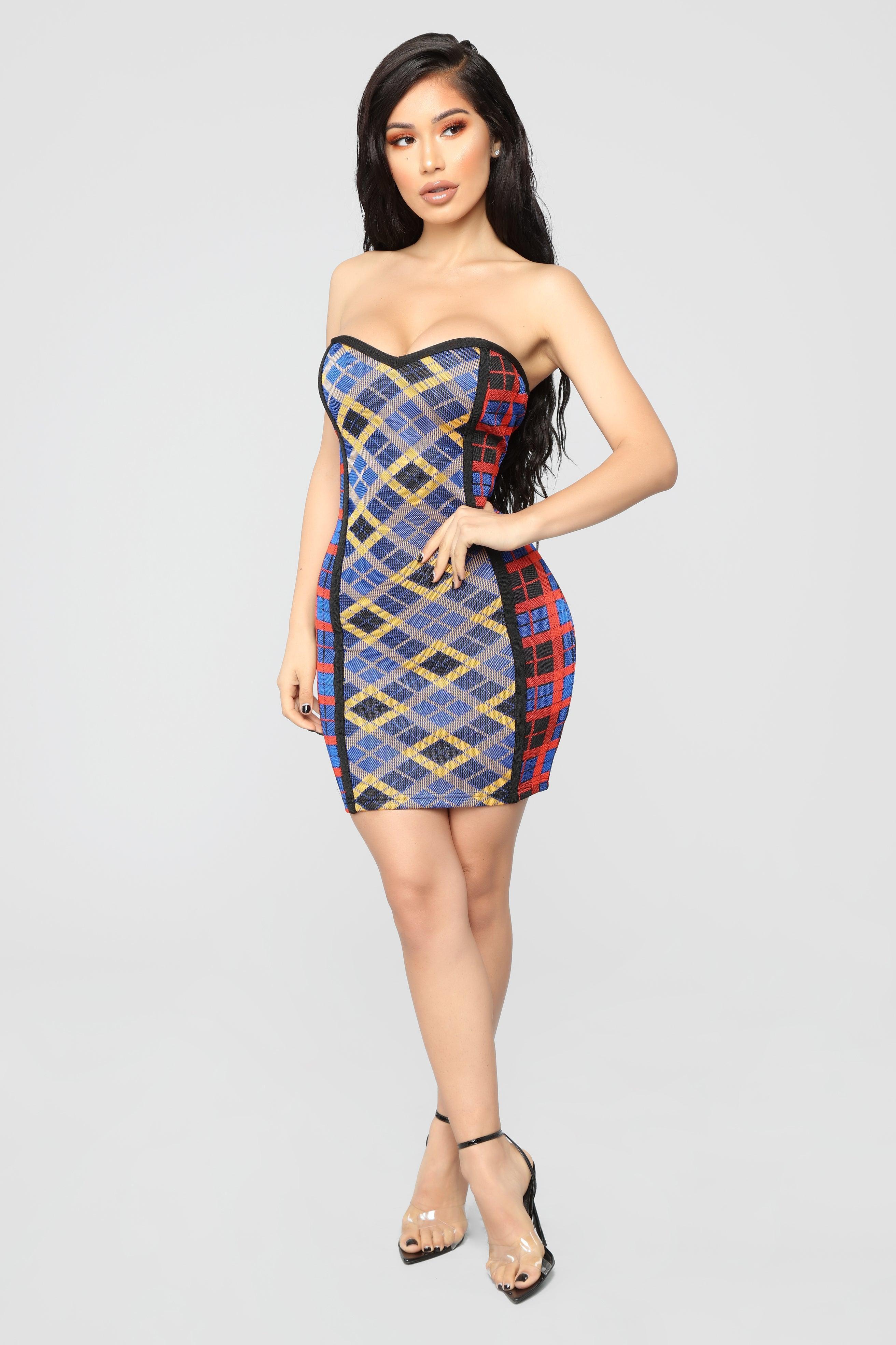 Two Faced Bandage Dress - Mustard/Combo Product Image