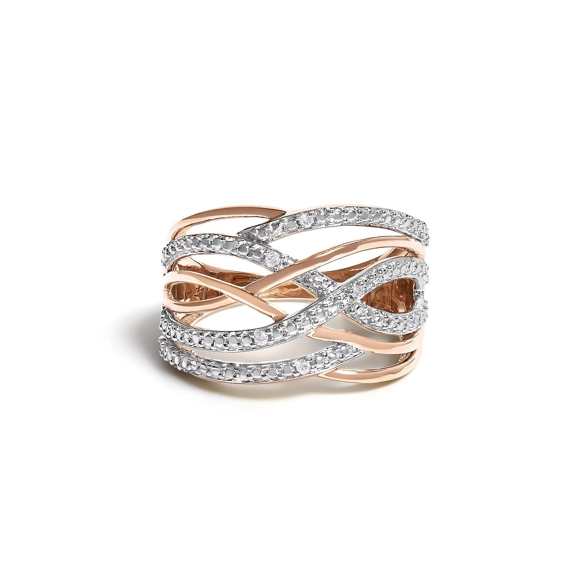 Haus of Brilliance Sterling Silver Diamond Accent Crossover Ring, Women's, Size: 7, Pink Tone Product Image