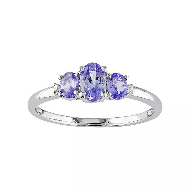 Stella Grace Tanzanite & Diamond Accent 10k White Gold 3-Stone Ring, Womens Purple Product Image