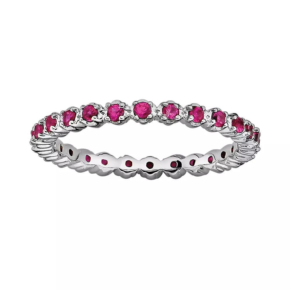 Stacks & Stones Sterling Silver Lab-Created Ruby Stack Ring, Women's, Size: 6 Product Image