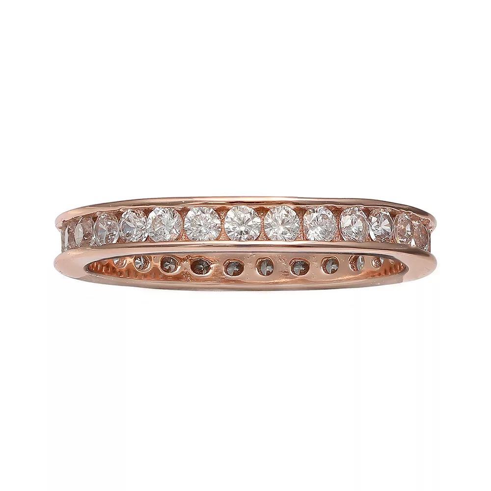 PRIMROSE 18k Rose Gold Over Silver Cubic Zirconia Eternity Band, Women's, Pink Tone Product Image