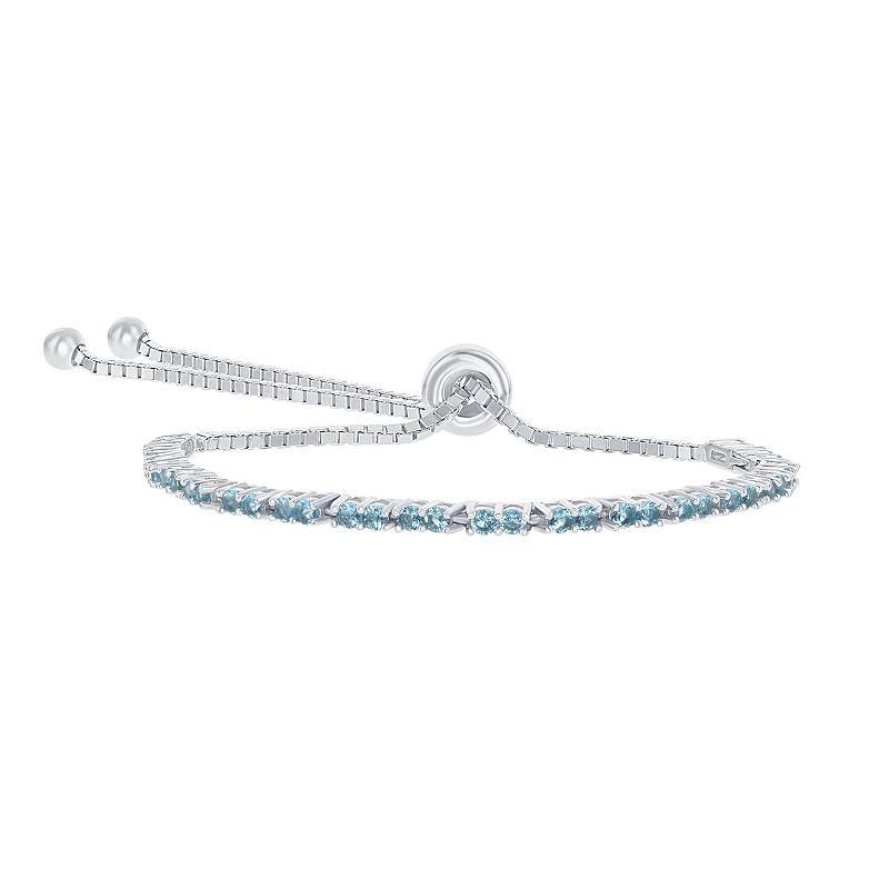 Sterling Silver 2mm Birthstone Bracelet, Women's, Size: 8", March Product Image