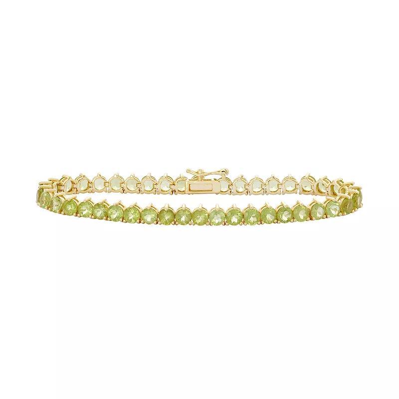 14k Gold Over Silver Peridot Tennis Bracelet, Women's, Size: 7.25", Green Product Image