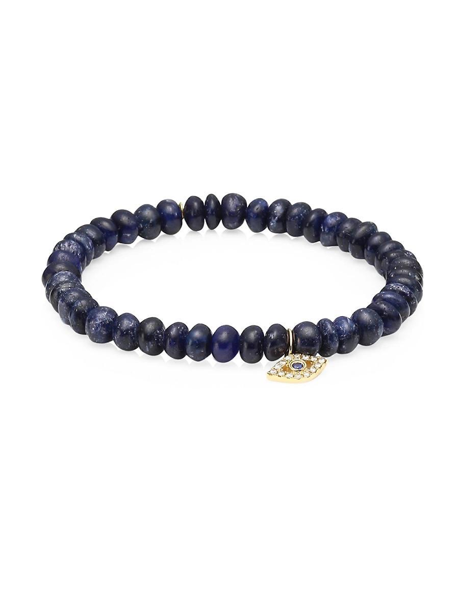 Womens , Diamond & 14K Gold Rondelle Bezel Eye Bracelet Product Image
