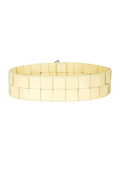 BOTTEGA VENETA Maxi Intreccio Triangle-buckle Belt In Ice Cream/silver Product Image