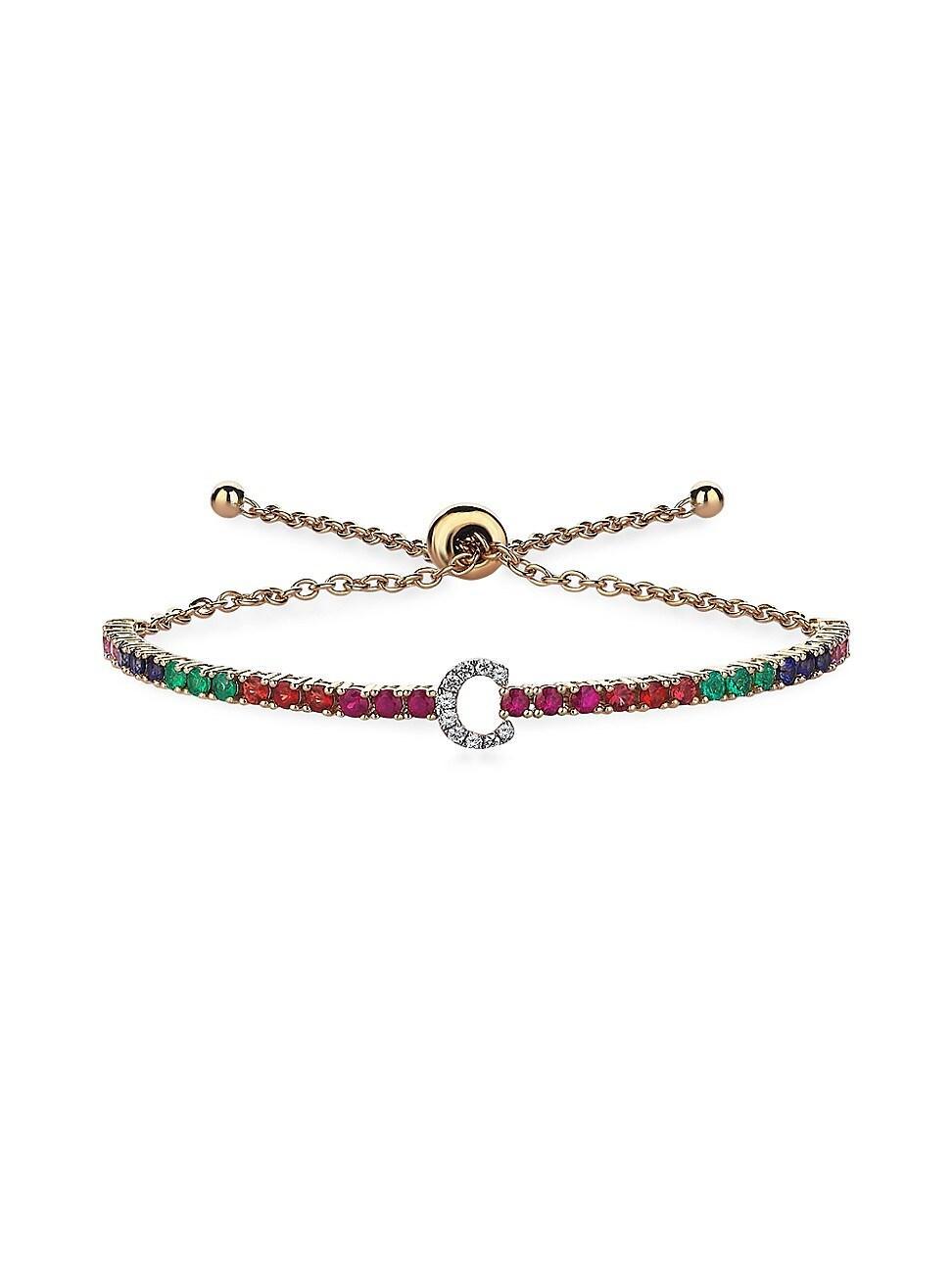 Womens Equinox 14K Yellow Gold & 0.31 TCW Diamond Initial Bracelet Product Image