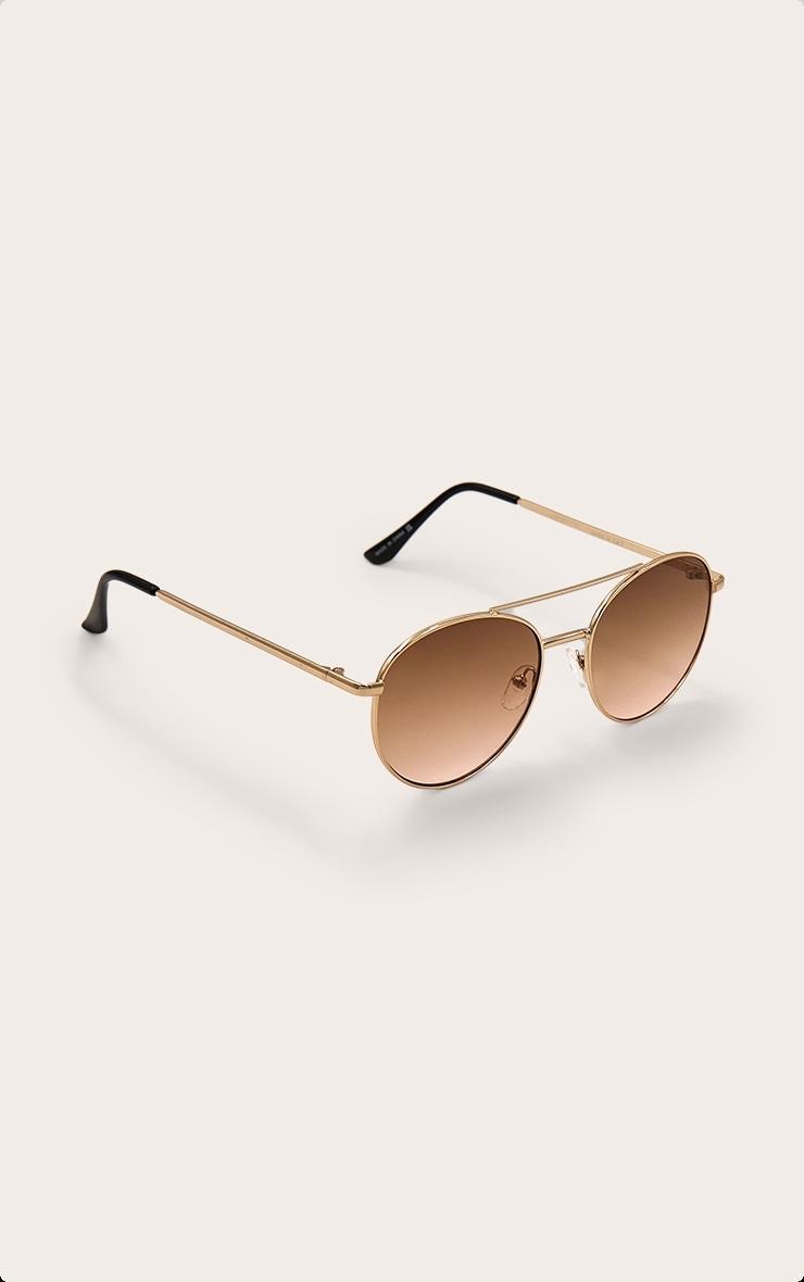 Rose Gold Peach Gradient Lens Aviator Sunglasses Product Image