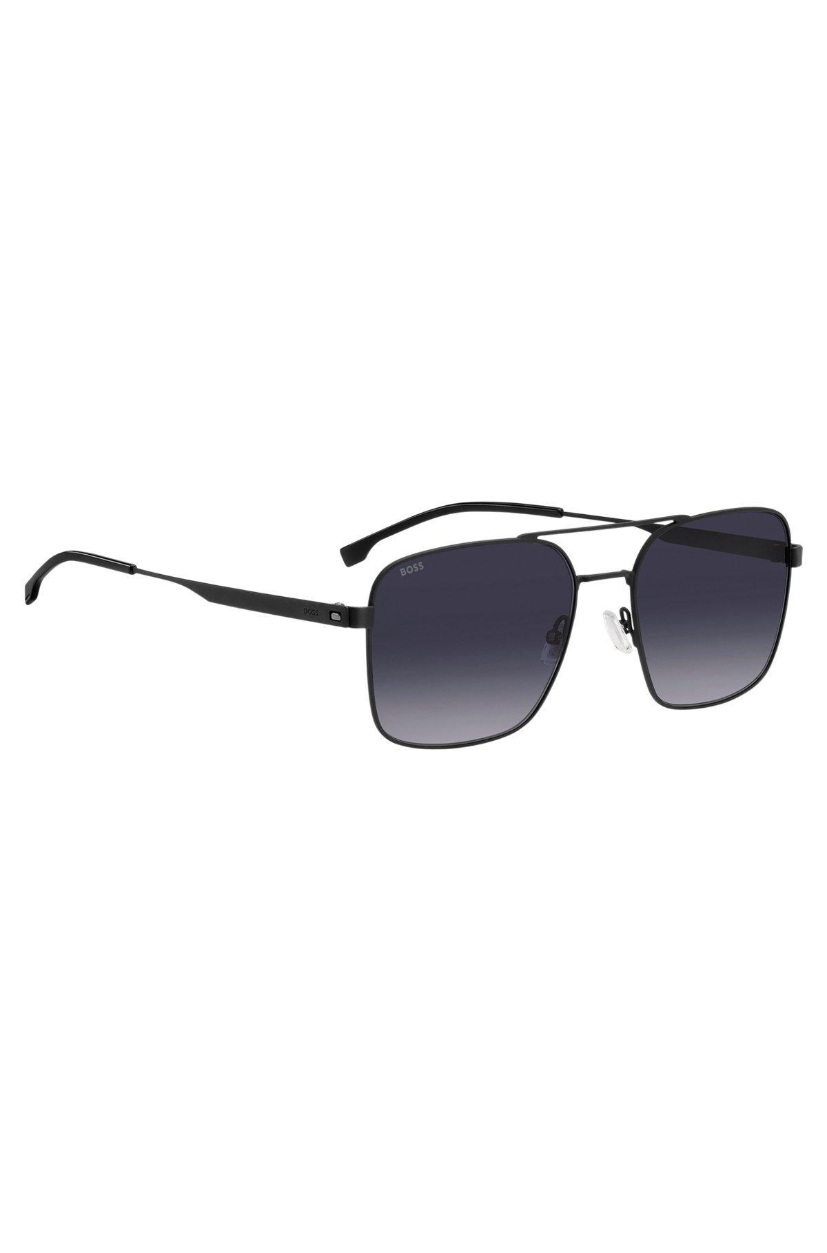 BOSS - Double-bridge sunglasses in black steel Product Image