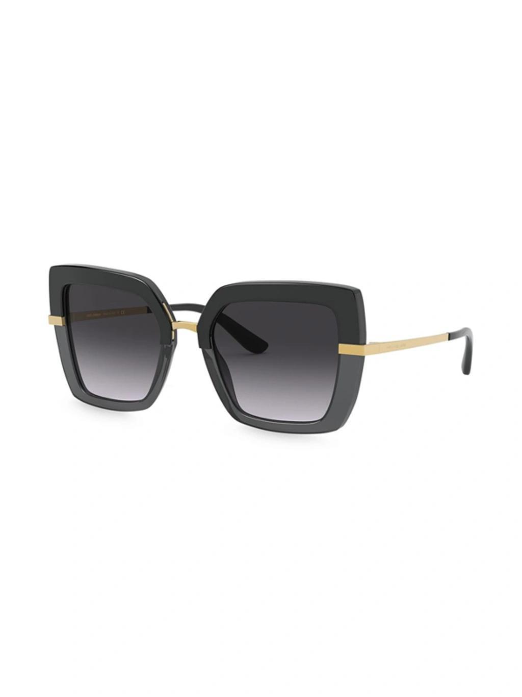 DOLCE & GABBANA Womens Black Dg4373 Square-frame Acetate Sunglasses In Light Grey Gradient Black Product Image