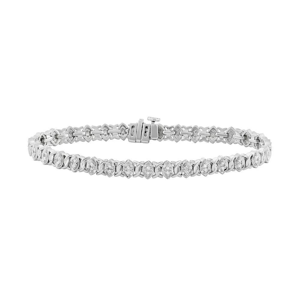 Sterling Silver 1/2 Carat T.W. Diamond Marquise Tennis Bracelet, Women's, Size: 7" Product Image