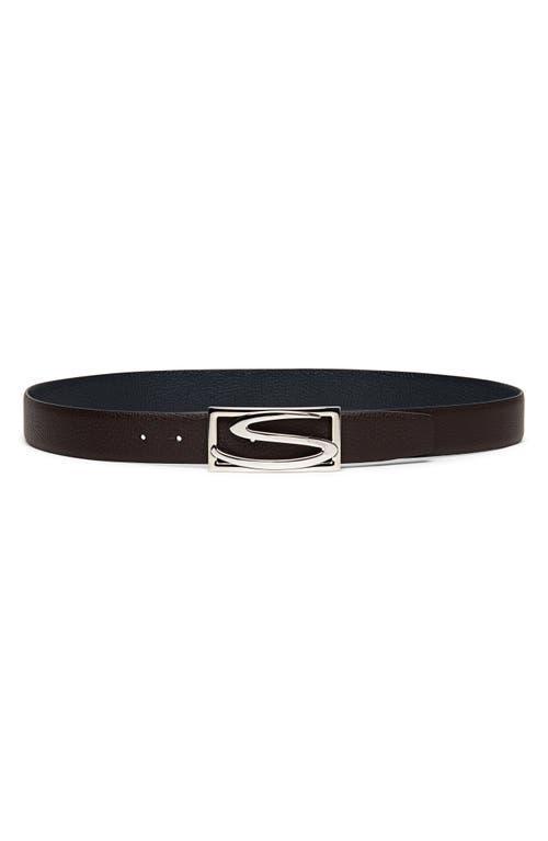 Santoni Mens Leather Logo Buckle Belt Product Image