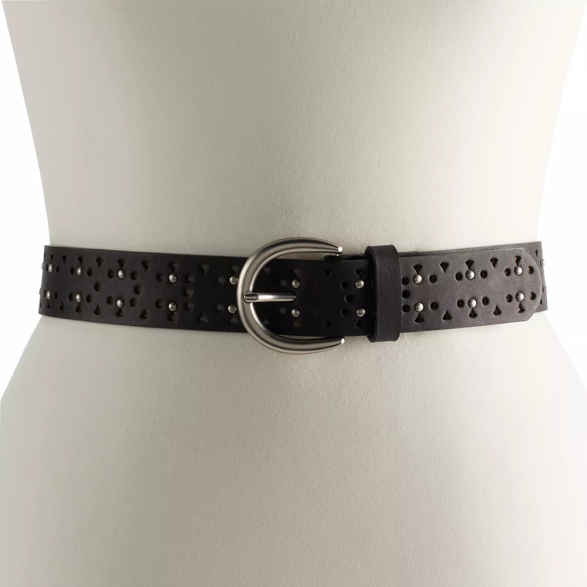 Women's Sonoma Goods For Life® Perforated & Studded Belt, Size: 1XL, Black Product Image