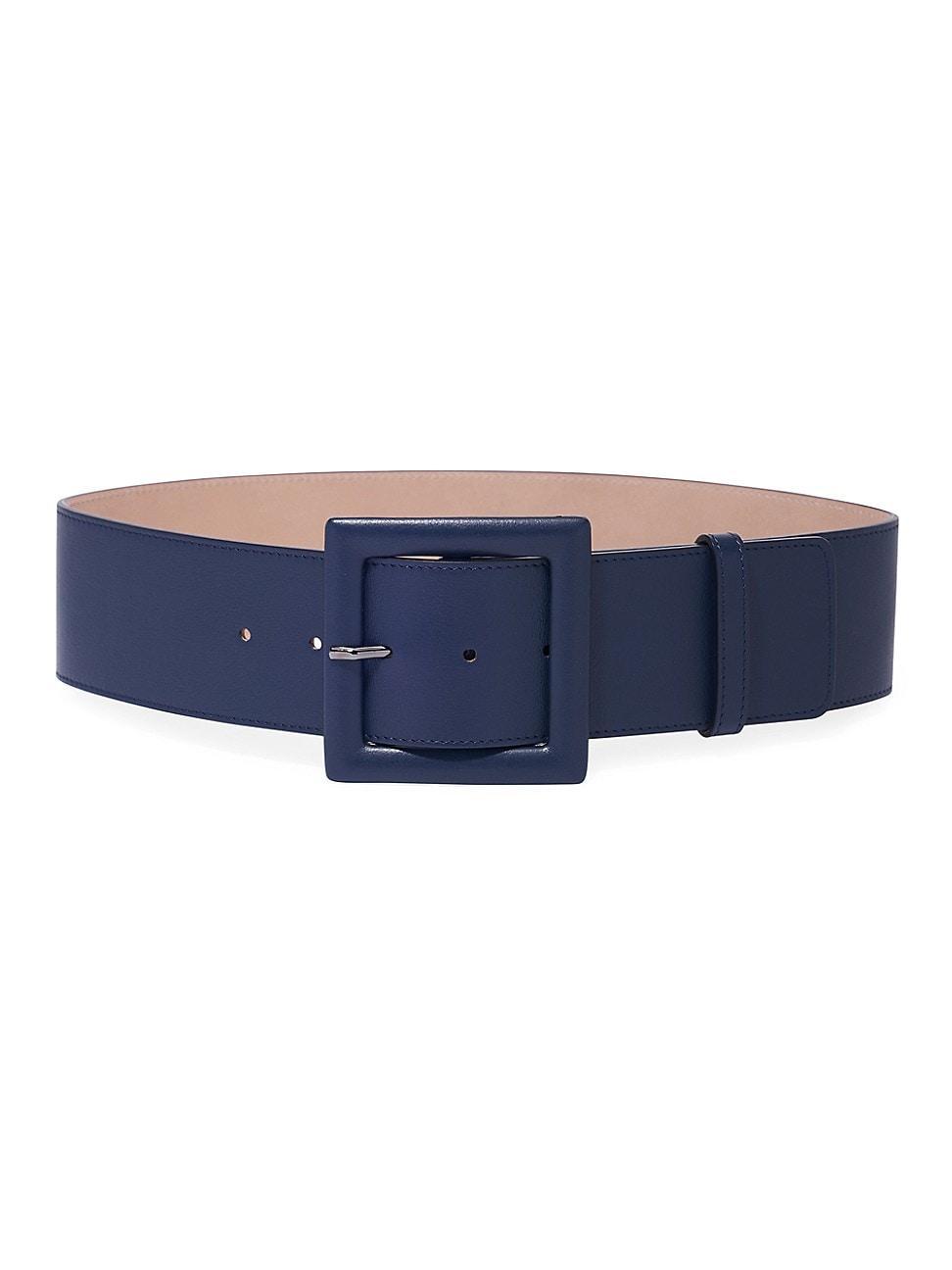 Square-Buckle Wide Leather Belt Product Image