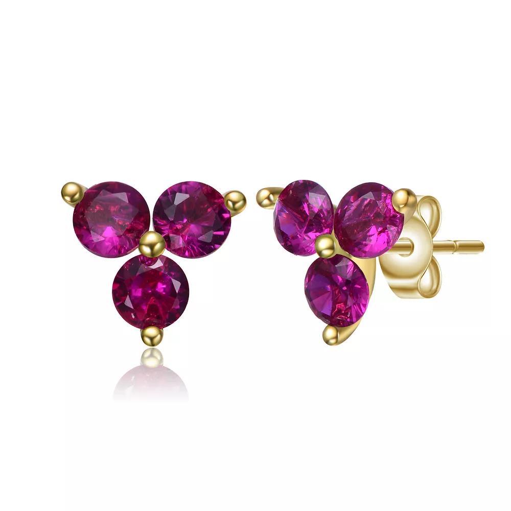 Kids 14k Gold Plated Color Cubic Zirconia Stud Earrings, Womens, Gold Tone Green Product Image